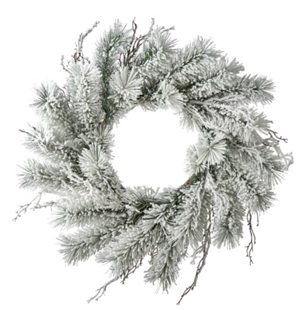 30" SNOWY PINE AND TWIG WREATH