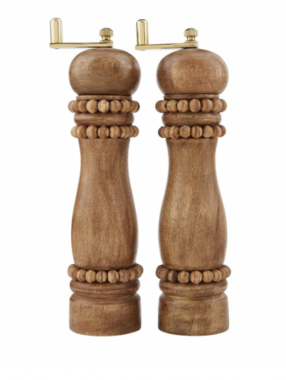 DINNERWARE BEADED SALT & PEPPER GRINDER SET