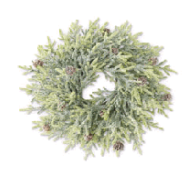 SNOWY JUNIPER WREATH W/MINI PINECONES