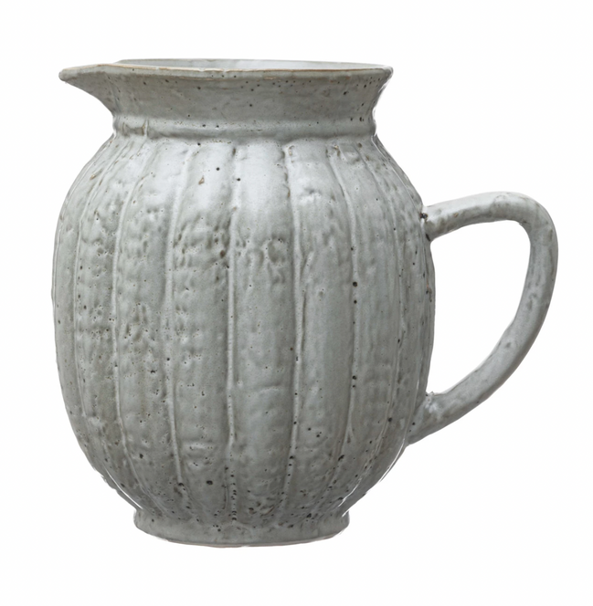 Stoneware Fluted Pitcher