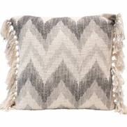 Stonewashed Pillow w/ Chevron Print & Fringe