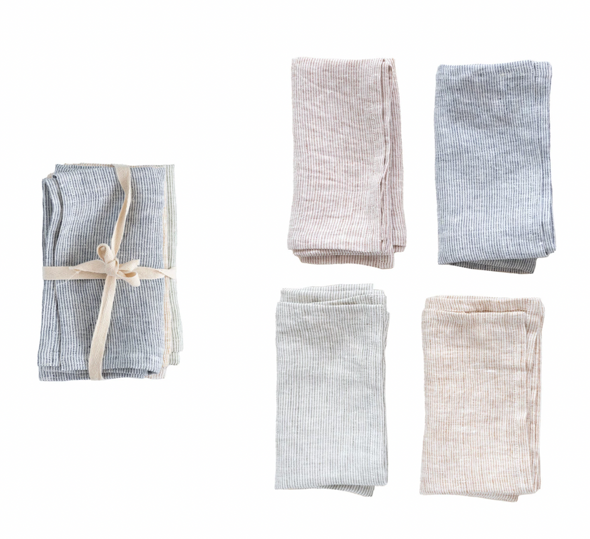 Napkin Set of 2 Woven Linen Striped