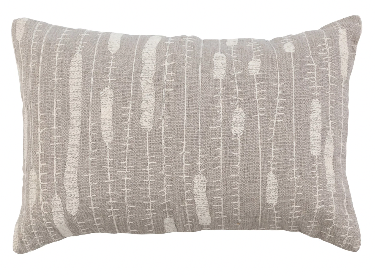 24" x 16" Cotton Lumbar Pillow w/ Embroidery
