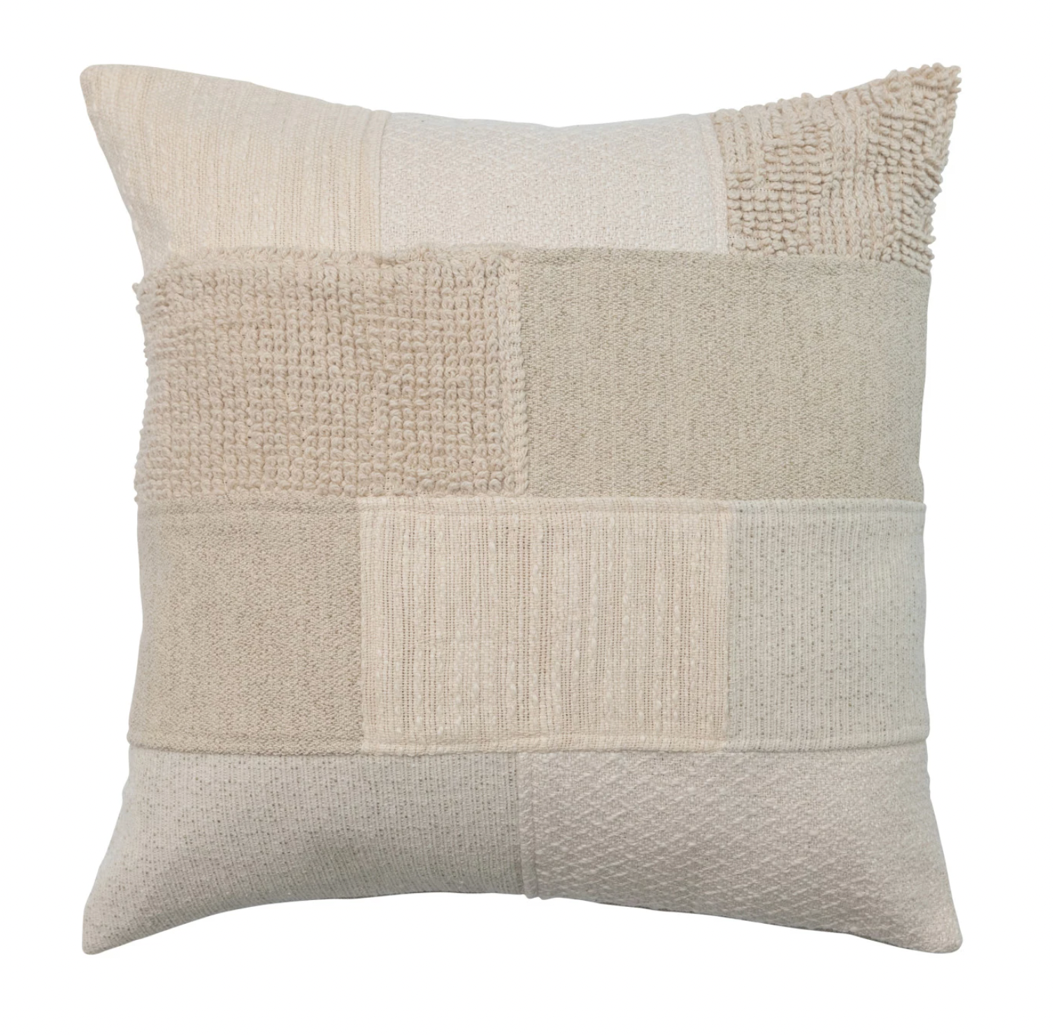 Cotton Patchwork Pillow w/ Chambray Back