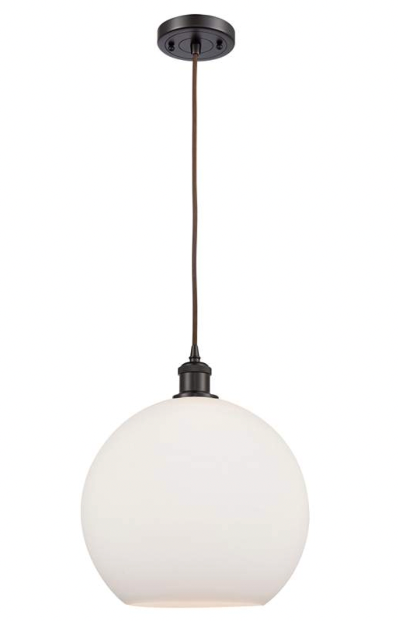 Pendant Ballston Athens 12" Bronze/White