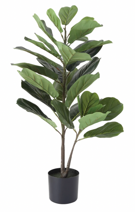 Faux Fiddle Fig Leaf Plant in Pot