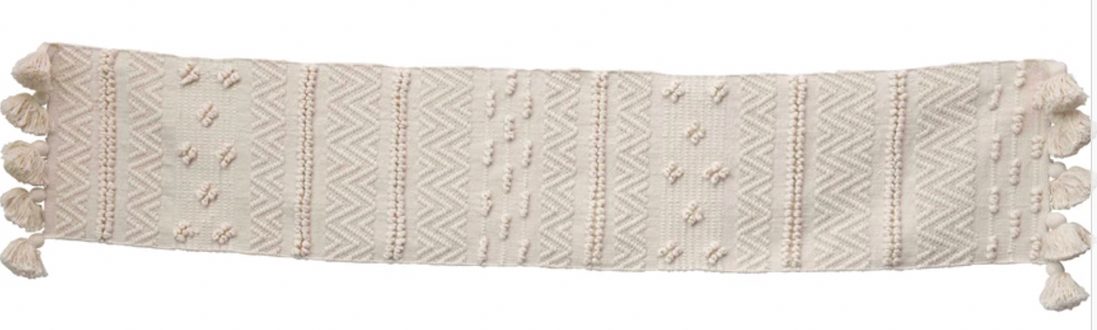 Table Runner with Pom Poms and Tassels