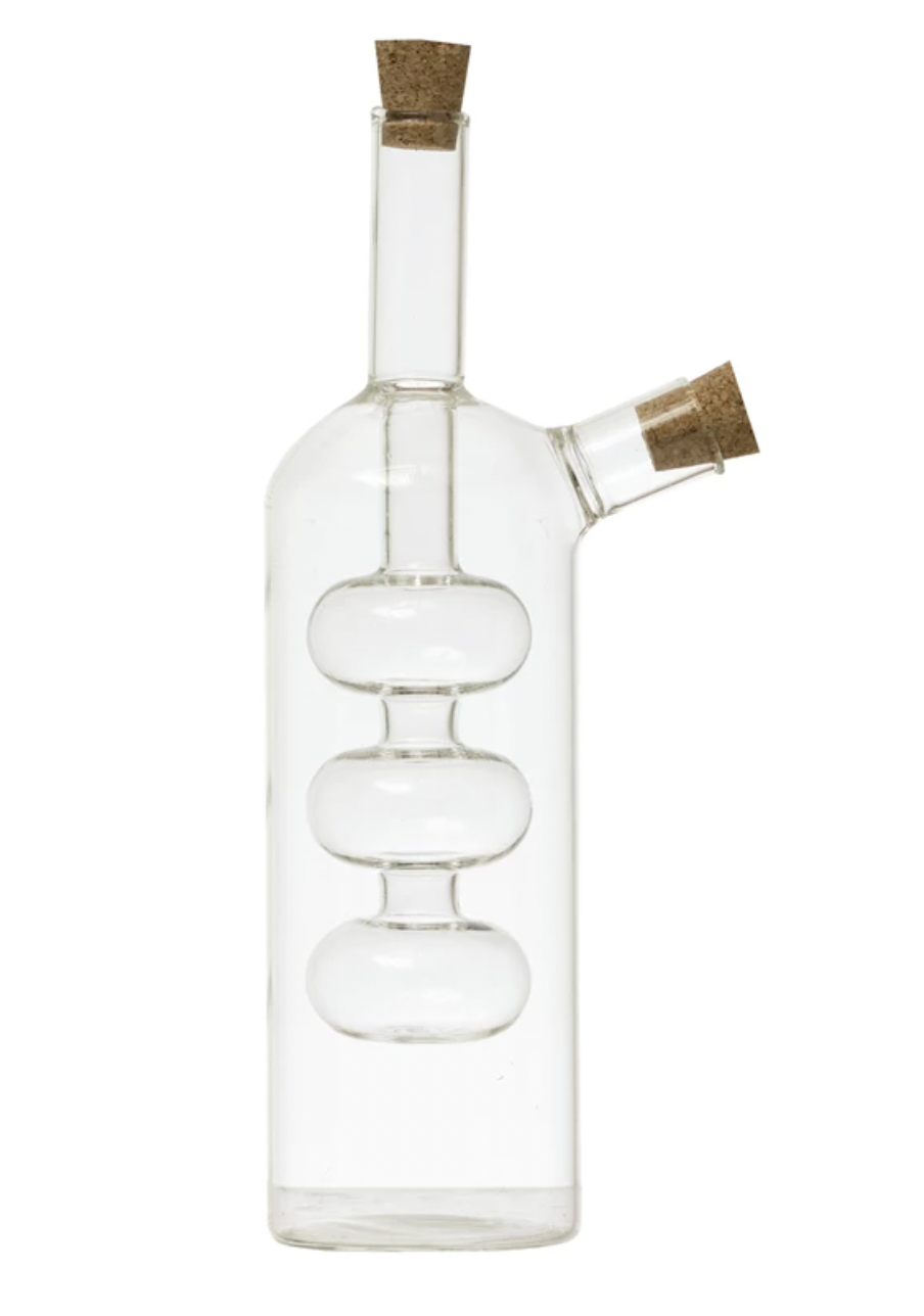 Glass Oil and Vinegar Cruet with Cork Stoppers