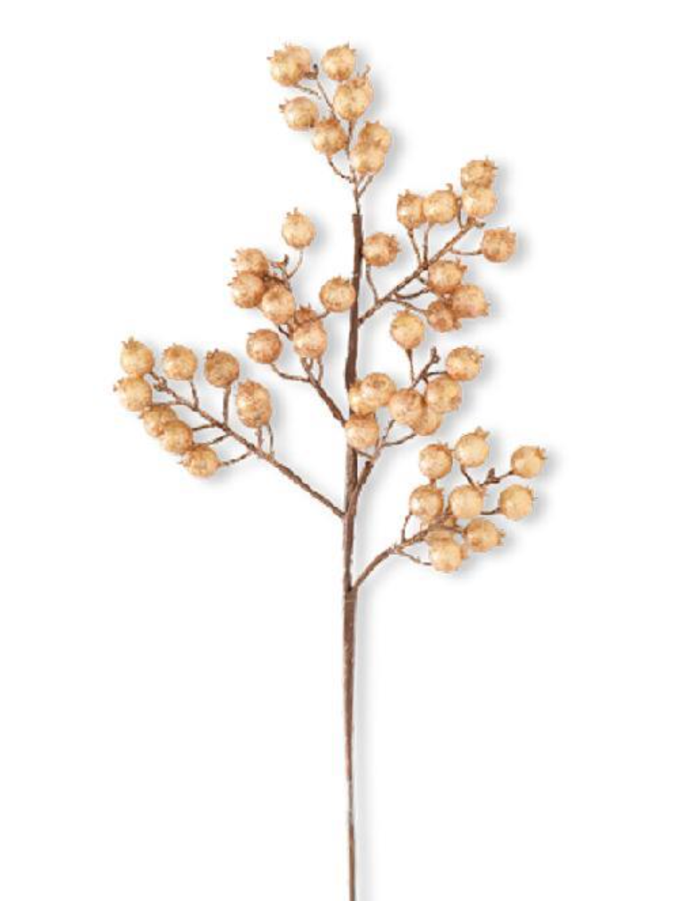 27” Gold Crackle Glitter Rosehip Stem KK
