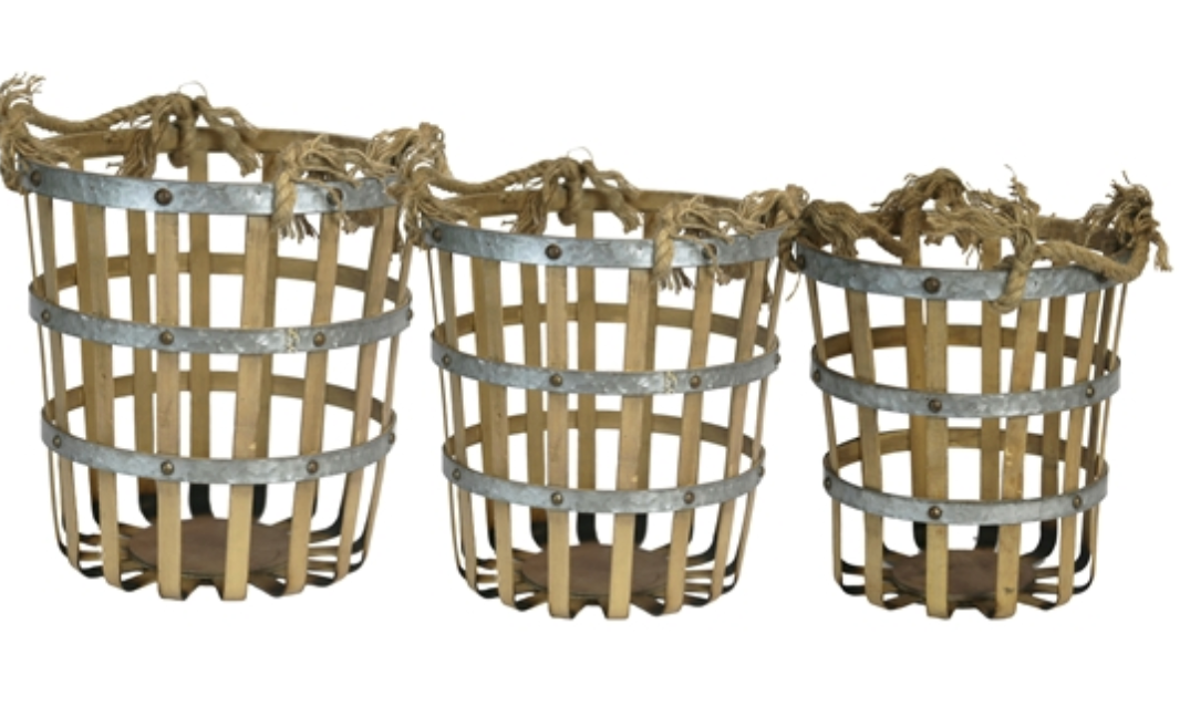 Basket-Wood Metal Medium