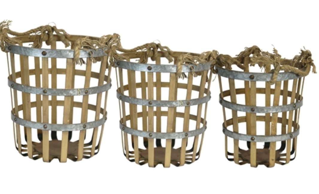 Basket-Wood Metal Small