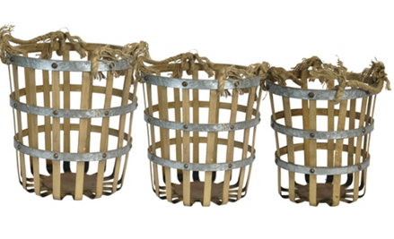 Basket-Wood Metal Small