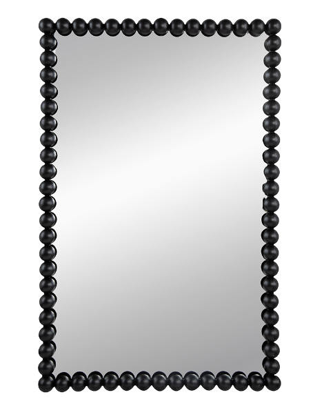 Mirror Black Rectangular w/ Beaded Metal Frame