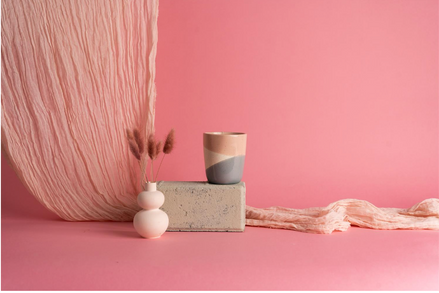Sweet Grace Candle Pink & Gray Ceramic
