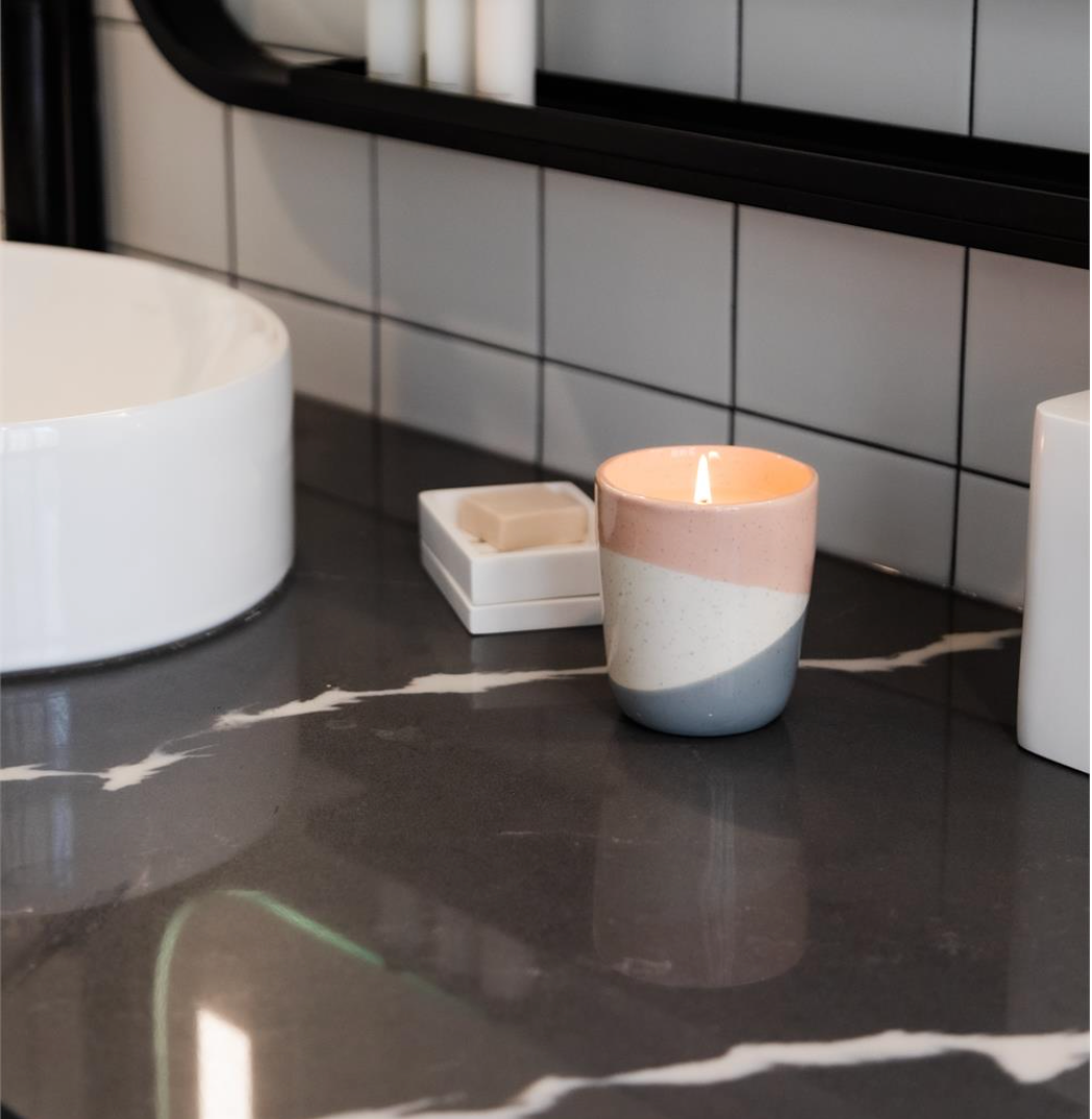 Sweet Grace Candle Pink & Gray Ceramic
