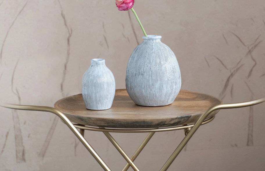 Large Terracotta Vase w/ Engraved Lines