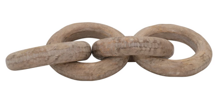 Mango Wood Chain Décor w/ 4 Ring Shaped Links