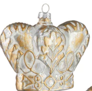 4.5" GOLD AND WHITE CROWN ORNAMENT ASST