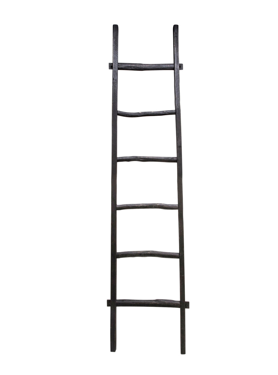 76" Wooden Ladder in Black SH