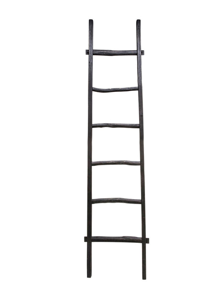 76" Wooden Ladder in Black SH