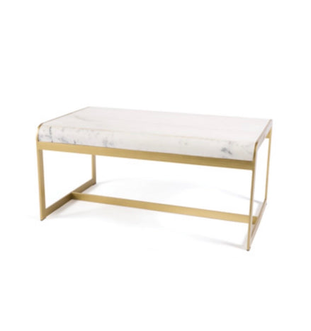 Coffee Table white with marble gold metal base