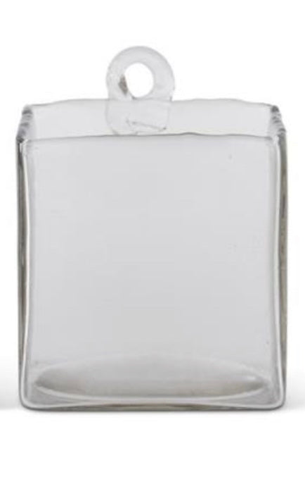 Hand-Blown Square Clear Glass Hanging Vase KK