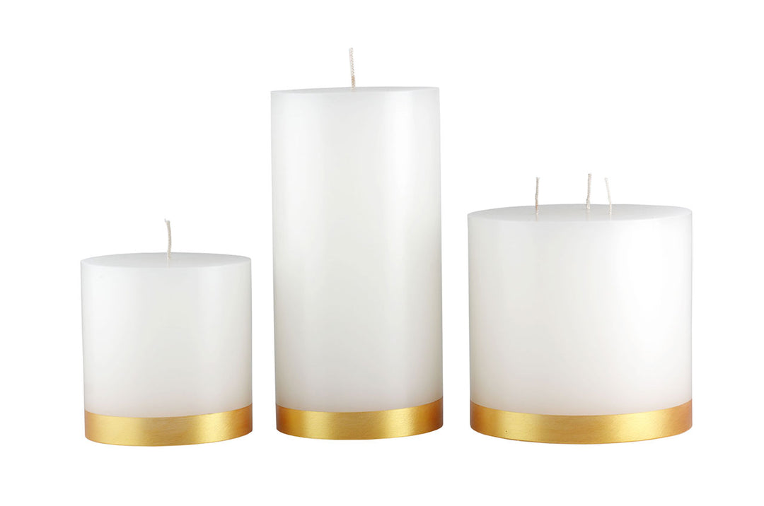 Candle Gold Banded Pilar 4x8