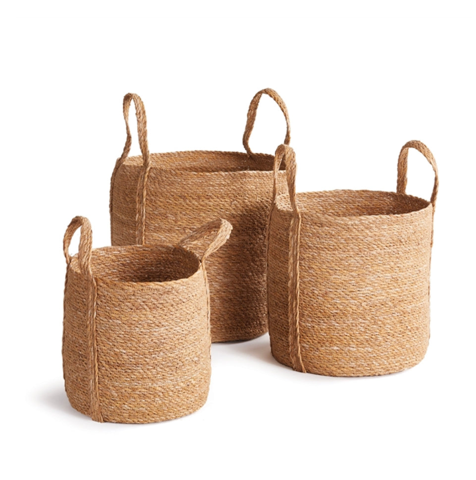 Basket-Seagrass Round w/ Long Handles SM