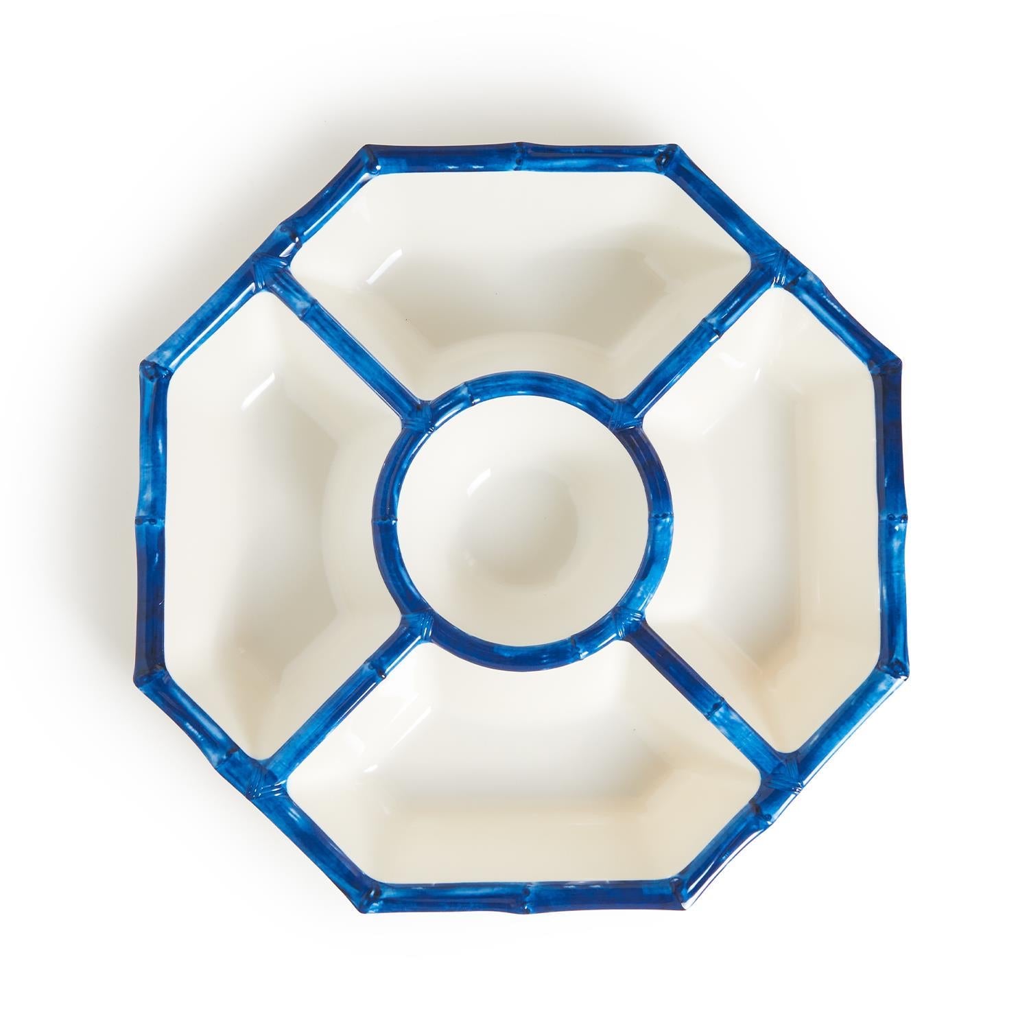 Dinnerware Blue & White Chip & Dip Bowl