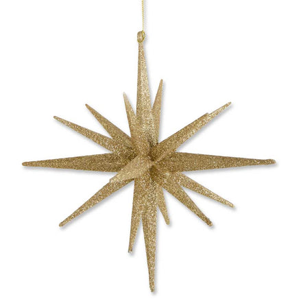 8” 18 Point Gold Glitter Star Ornament