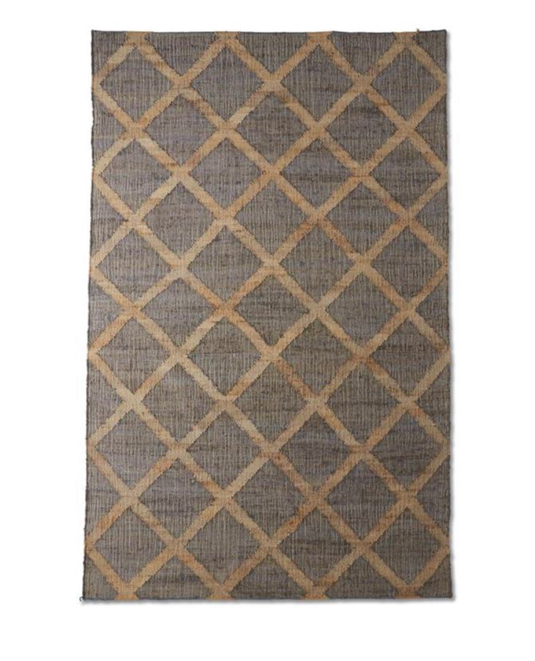 Black & Tan Jute Diamond Handwoven Rug 2x3