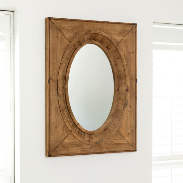 Mirror Aged Wooden Framed Oval PH