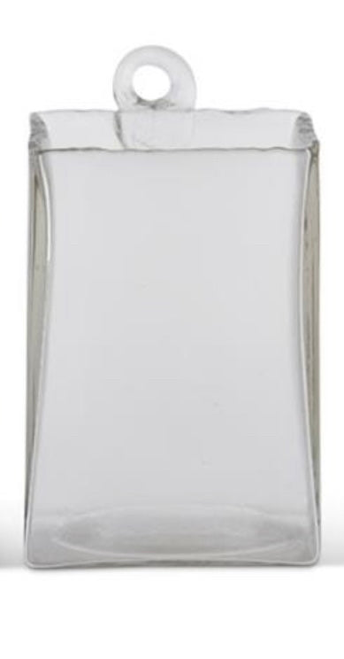 Hand-Blown Square Clear Glass Hanging Vase KK