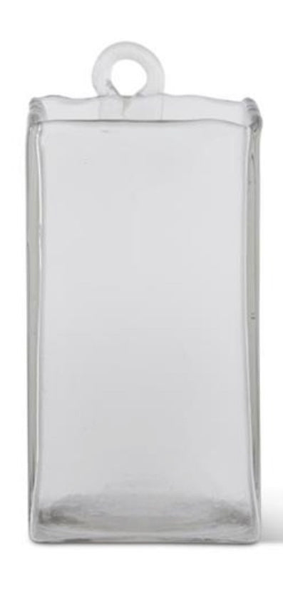 Hand-Blown Square Clear Glass Hanging Vase KK