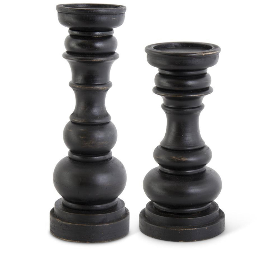 12.25” Rounded Black Pillar Candleholder