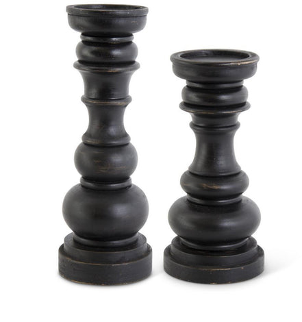 Rounded Black Pillar Candleholder