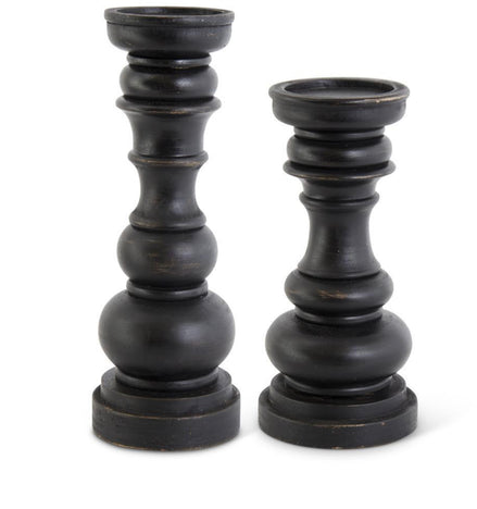Rounded Black Pillar Candleholder