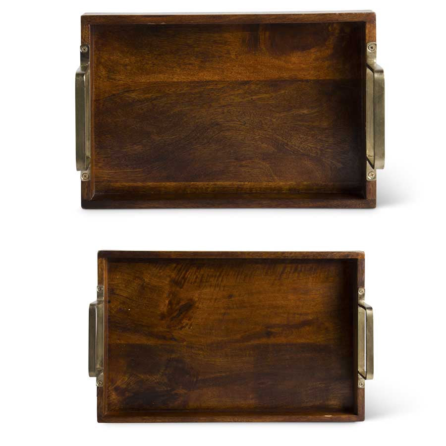Brown Wood Trays with Gold Handles Small KK