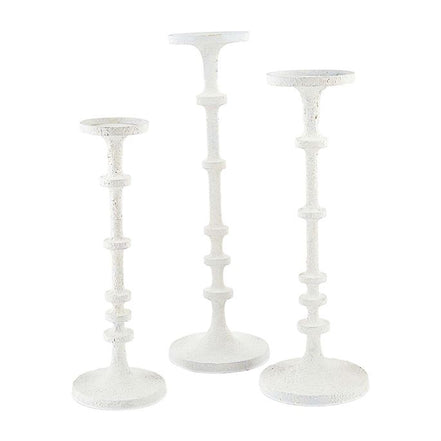 White Distressed Metal Candlestick