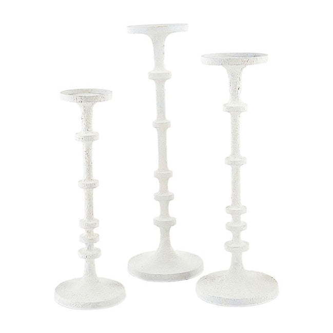 White Distressed Metal Candlestick