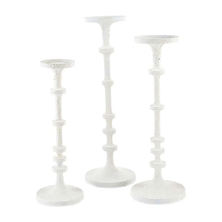 White Distressed Metal Candlestick