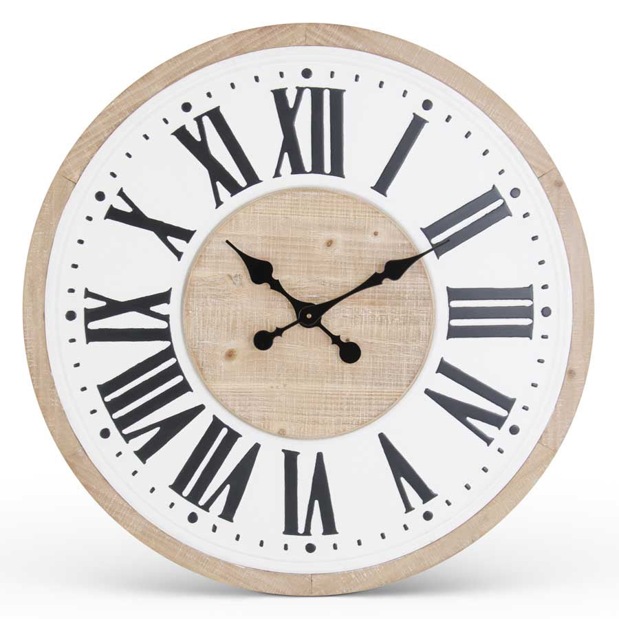 Clock Wood & Enamel Roman Numeral