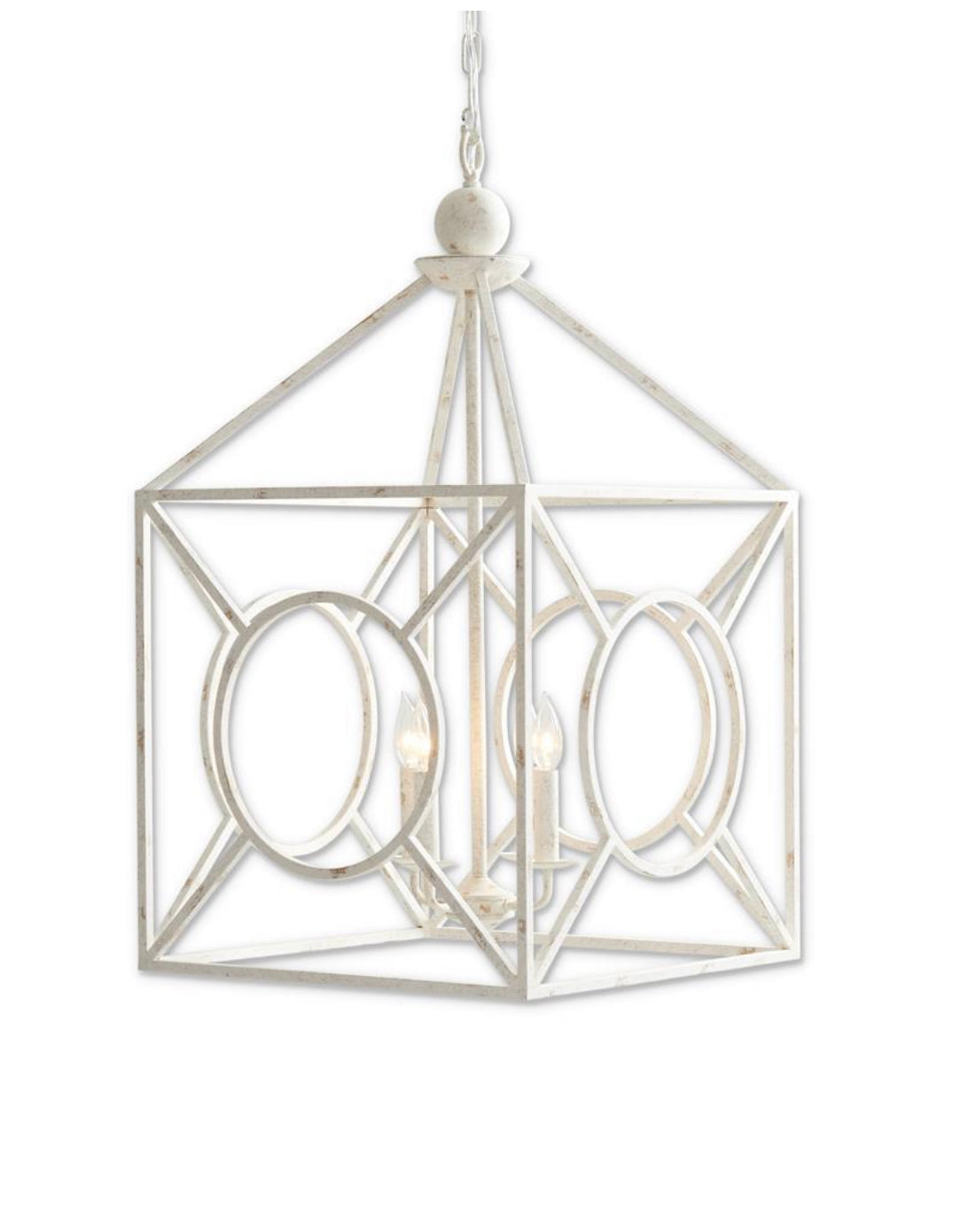 Chandelier White Weathered Metal