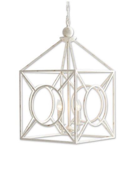 Chandelier White Weathered Metal