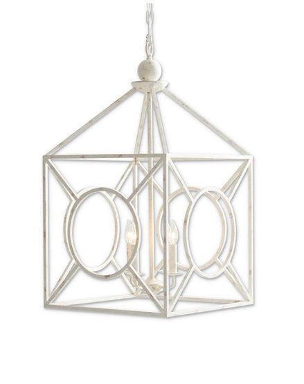 Chandelier White Weathered Metal