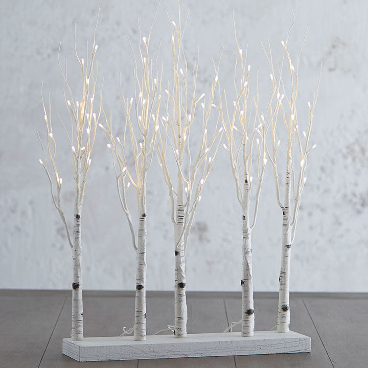 30” Birch Grove Trees w/ White Lights