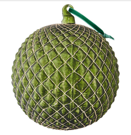 Green Quilted Ornament 6"