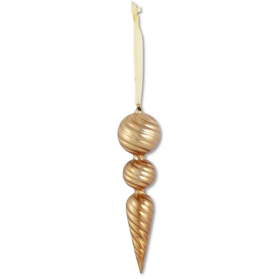 12" Gold Swirl Finial Glass Ornament