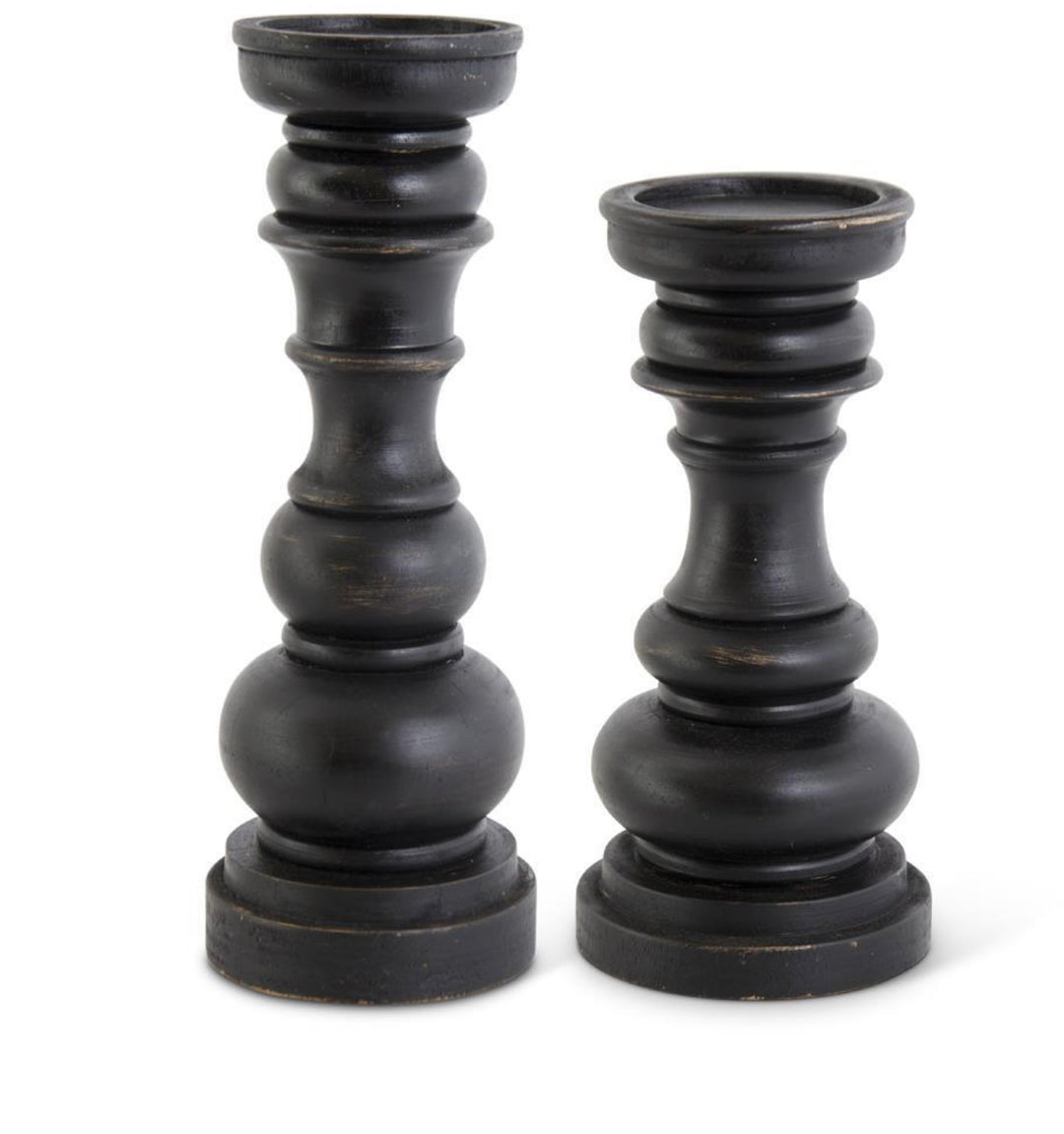 16.25” Rounded Black Pillar Candleholder