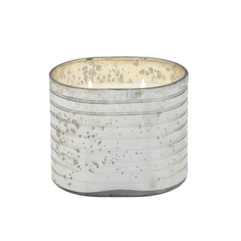 Candle On Silver Striped Glass SH 40 oz